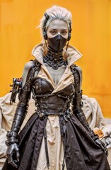 Fototapeta premium Deidades Digitales -- Esta serie de imágenes explora una visión futurista donde la moda, la tecnología y la identidad se fusionan en un universo cyberpunk y neofuturista.