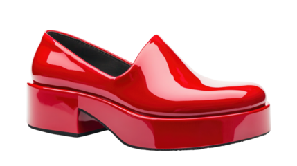 These striking red platform shoes feature a sleek, glossy design with a modern silhouette. Ideal for parties or casual outings, they provide both comfort and style