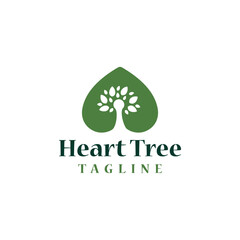 Heart Tree Logo Vector Natural