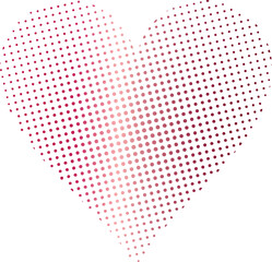 vector color halftone red gradient heart shape silhouette isolated on white background, red polka dots heart, retro mesh pattern with communication bubbles, love valentine mother&acute;s day card concept