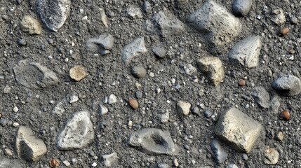 A close up view of a gravel and pebble surface