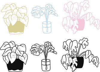 outline of plants in pot for templates.