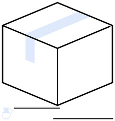 Geometric cardboard box outline with a sealed top lid. Ideal for delivery, packaging, logistics, shipping, organization, storage, minimalism, flat simple metaphor