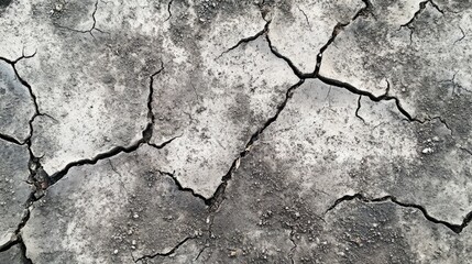 Obraz premium Cracked arid and textured earth depicts the effects of drought conditions
