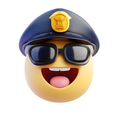 Cheerful 3D Rendered Police Officer Emoji on White Background