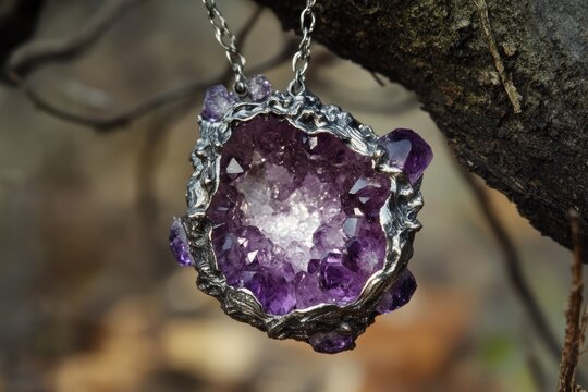 Geod Ametist. Natural Crystal Quartz Mineral Stone - Jewelry Image