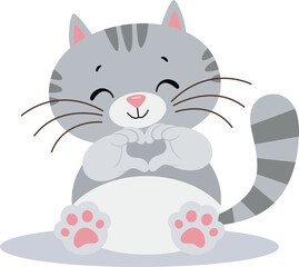 Cute cat making heart with hands