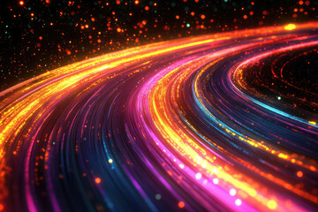 Obraz premium Vibrant, swirling streaks of light and color create a mesmerizing cosmic scene.