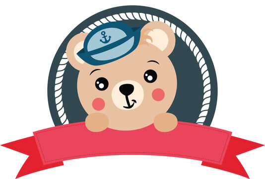 recommend clip art: Cute sailor teddy bear with ribbon banner