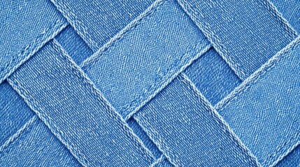 Fototapeta premium A close-up view of woven denim fabric showcasing a textured pattern in shades of blue, Denim Texture woven seamless.
