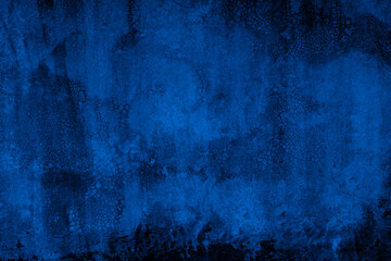 Old wall pattern texture cement blue dark abstract  blue color design are light with black gradient background.