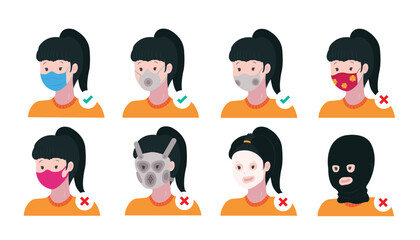 Vector Illustration of Various Face Mask Types for Health and Safety