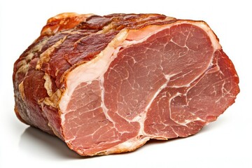 Gourmet Ham Delight Featuring Mouthwatering Marbling Freshly Sliced on Elegant White Backdrop