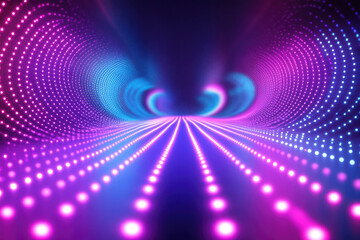 Obraz premium Abstract neon tunnel with vibrant pink and blue lights creating a futuristic, dynamic pathway.