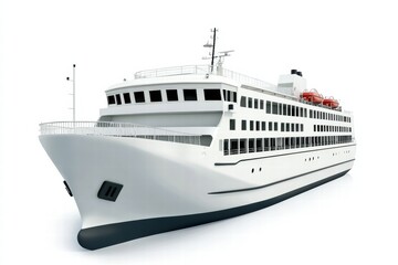 Fototapeta premium A ferry ship and isolated on a white background, ultra-realistic