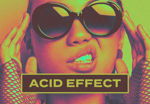 Acid Gradient Modern Creative Magazine Poster Photo Effect Paper Texture Template Mockup Overlay Style