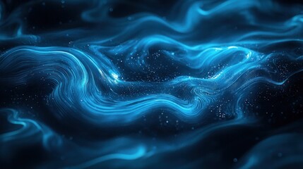 Abstract Blue Nebula: Celestial Swirls of Light and Energy