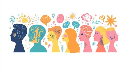 Fototapeta premium Diverse Profiles of Thoughtful Minds