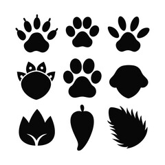 Fototapeta premium animal footprint icons of silhouette black shape vector illustration isolated on white background