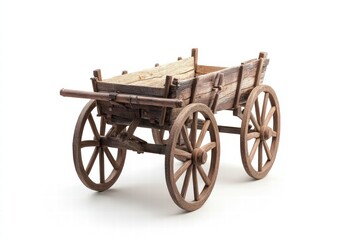 Fototapeta premium A traditional ox cart isolated on a white background, 