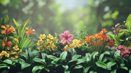 Obraz premium Vibrant Garden Flowers Display