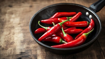 Spicy Red Chili Peppers in a Pan