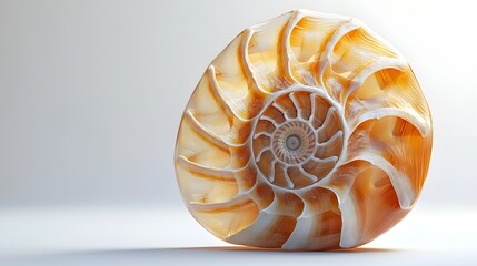 Obraz premium Intricate seashell with unique patterns and textures resting on a sandy beach under the bright sunlight