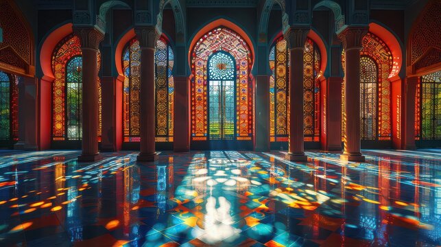 A large room with many windows and a lot of light