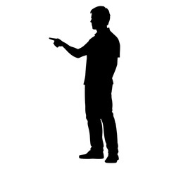 Man pointing finger silhouette illustration standing vector