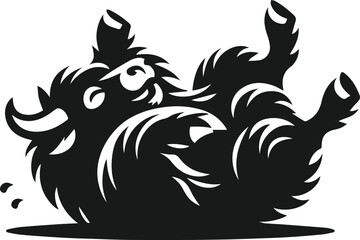 Yak rolling on the ground playfully animal vector silhouette
