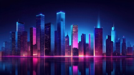 Fototapeta premium Vibrant Night City Skyline