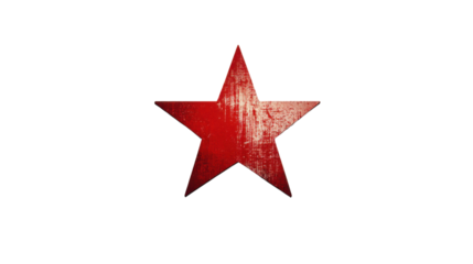 Red star showing communism, socialism and revolution with transparent background