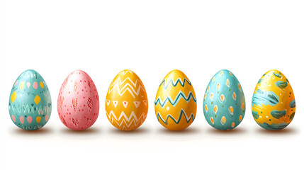 Fototapeta premium Easter Egg Array: A vibrant array of ornately decorated Easter eggs in a spectrum of colors and patterns, embodying the spirit of spring and the festive occasion.