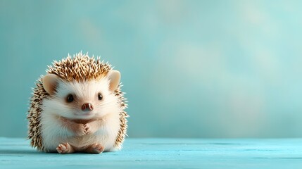 Obraz premium A closeup photography of a hedgehog curled up into a tiny ball its spiky fur standing on end presenting a minimalist and peaceful scene