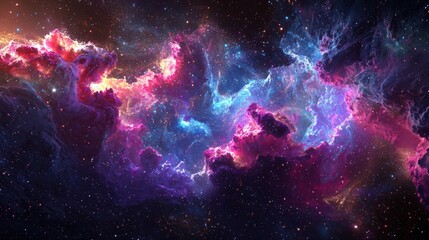 Fototapeta premium Cosmic Nebula: A Symphony of Colors in the Vast Expanse of Space