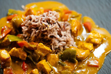 Curry Bombay mit Hühnchen und Gemüse