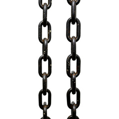 Obraz premium Rusty chain links, aged metal chains, isolated on transparent background. Gritty industrial texture for banners, backgrounds, design projects.