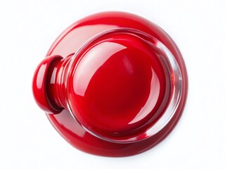 Surreal Red Circle Nail Polish Blot on White Background - Abstract Macro Photography