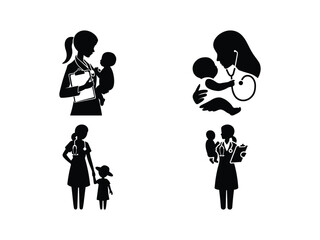 Doctor Mom Silhouette | Mother Doctor Clipart | Medical Mom Design | Mother's Day Doctor Art