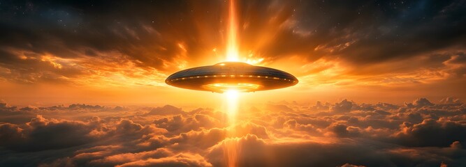 A massive spaceship breaking through the clouds of an uncharted planet, leaving a glowing energy trail