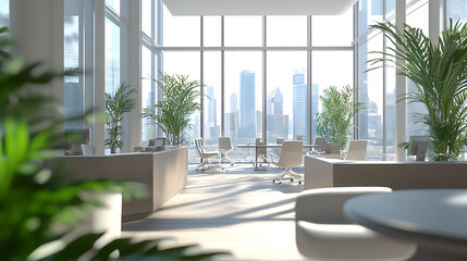 Modern corporate office with city view.