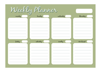 Diary page, weekly planner. Vector design for a daily planner, to-do list for the week