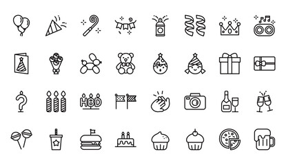 Adorable Birthday Party Icons Collection