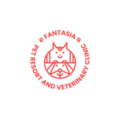 Fantasia Pet Resort & Veterinary Clinic Logo - Modern Animal Care Branding, Pet Hotel, Vet Hospital, Wellness Design - Editable Vector