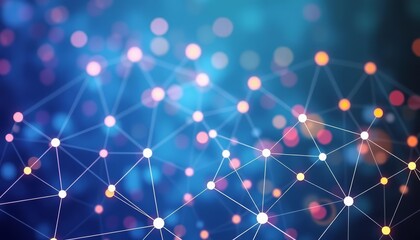 Abstract geometric shapes forming a network, signifying connection and innovation, clean, corporate