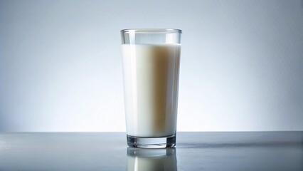 Tall Glass Milk Refreshing Drink White Background - Clean Simple Dairy Beverage Photography