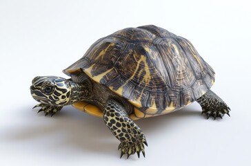 Obraz premium 3D turtle with detailed shell pattern, walking on