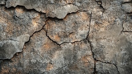 A weathered and cracked concrete wall surface showing damaged texture details