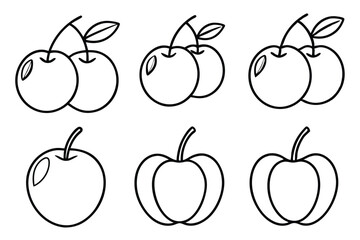 acerola cherry line art botanical hand drawn illustration.eps