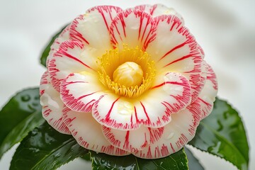 A multi-colored brocade lollipop flower - blooming flower, rich petals - gradual change of color petals, pink, white, red, yellow interweaving - delicate petal texture